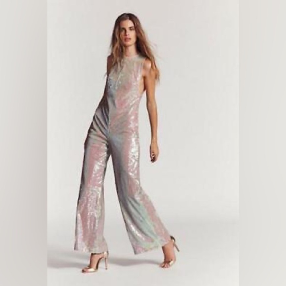 Amazing price!!! Free People Starbright irridescent sequined jumpsuit - XS